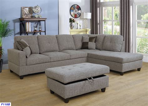 ASHEY Furniture - L Shape Sectional Sofa Set with Storage Ottoman ...