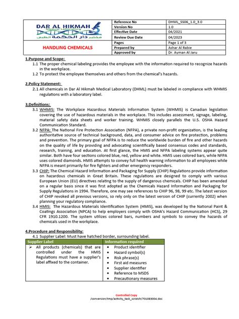 Labeling Chemicals | PDF