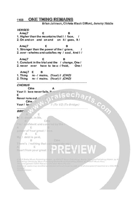 One Thing Remains Chords PDF (Dennis Prince / Nolene Prince) - PraiseCharts