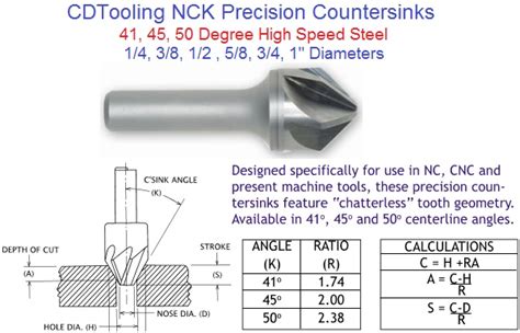 Countersink 6 Flute CNC High Speed Steel, 1/4 ,3/8, 1/2, 5/8, 3/4,1" Diameter, 30 41 45 50 60 Degree