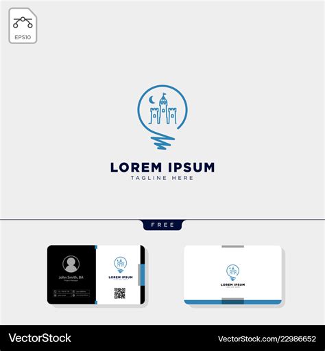 Castle light logo template and free business card Vector Image