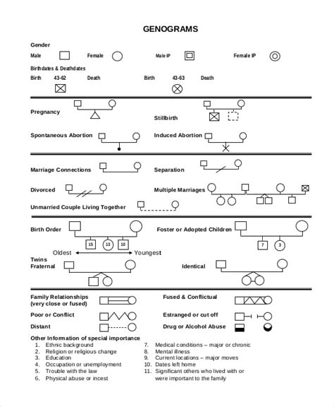 Medical Genogram Template Free | PDF Template