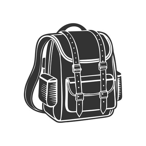 Hand drawn backpack. School bag or travel backpack. Black and white ...