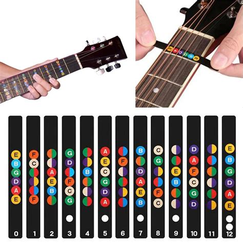 Guitar Fretboard Sticker Notes Map Labels Sticker Fingerboard Fret Decals for 6 String Acoustic ...