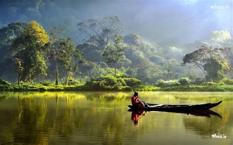 Sweeming Boat In Small Pond Natural Hd Wallpaper