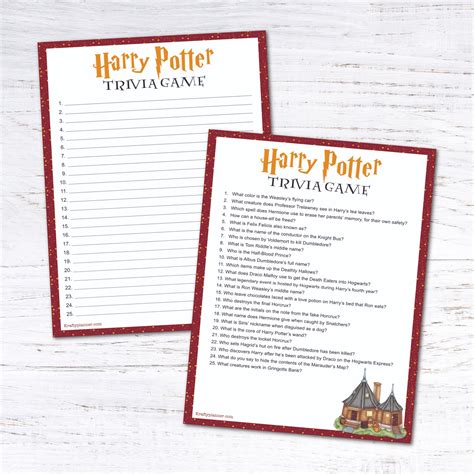 DAY 4: Free Printable Harry Potter Trivia Game — Krafty Planner