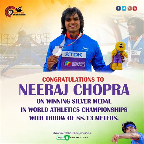 Neeraj Chopra Won Silver Medal in World Athletics Championships - Beat ...