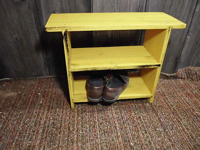 *Sale* 12"DEEP Wooden Shoe Bench/Storage TWO SHELF-Primitive ** MUSTARD ...
