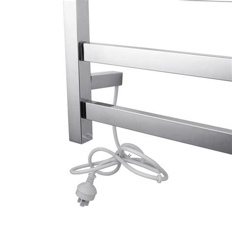 Latitude Square Chrome Electric Heated Towel Rack 8 Bars – Faucet Bathroom