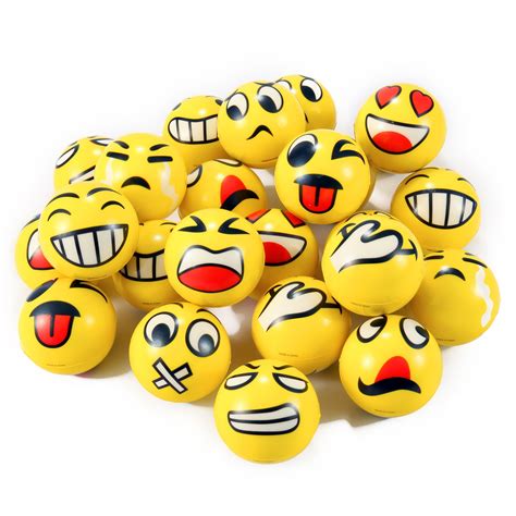 Liberty Imports Set of 24 Face Emoji Stress Balls Bulk - Soft Foam ...