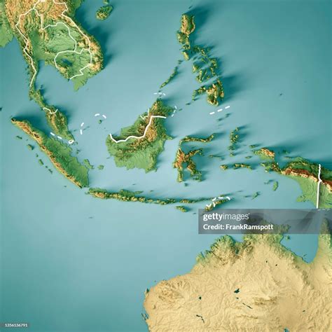 Indonesia 3d Render Topographic Map Color Border High-Res Stock Photo - Getty Images