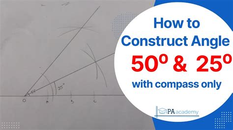 How to construct angle 50⁰ & 25⁰ degree with compass. Construction of angle 50 degree & 25 ...