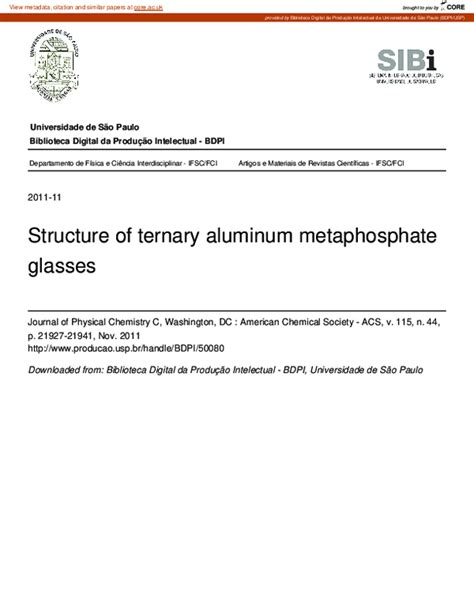 (PDF) Structure of Ternary Aluminum Metaphosphate Glasses | Hellmut Eckert - Academia.edu