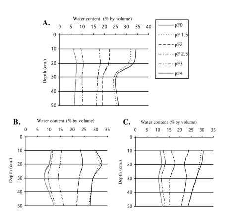 The relationships between soil water content and soil in depth at each ...