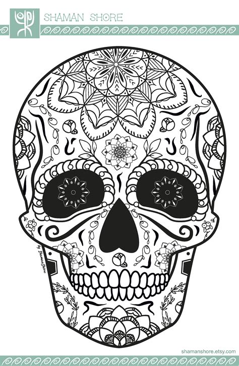 Sugar Skull Coloring Pages For Adults - kidsworksheetfun