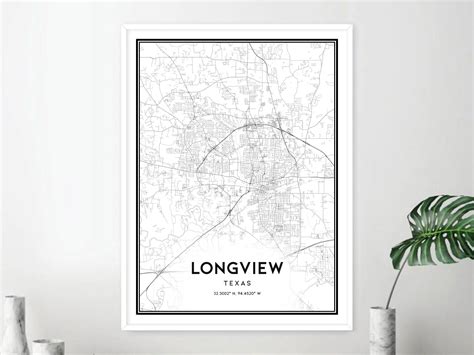 Longview Map Print Longview Map Poster Wall Art Tx City Map | Etsy