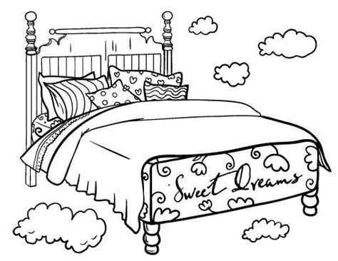 Printable bed coloring page. Free PDF download at http://coloringcafe ...