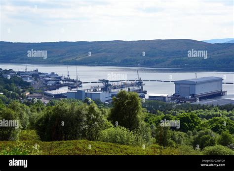 Faslane naval base on the Gareloch, home to Britain's Trident nuclear submarine fleet Stock ...