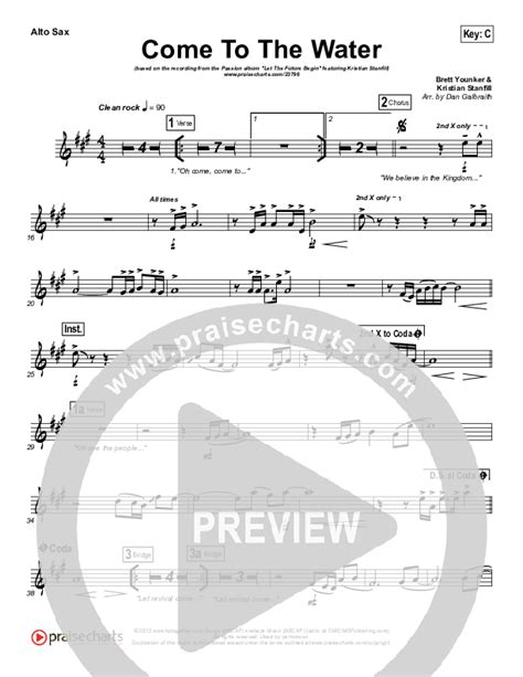 Come To The Water Alto Sax Sheet Music PDF (Kristian Stanfill / Passion ...