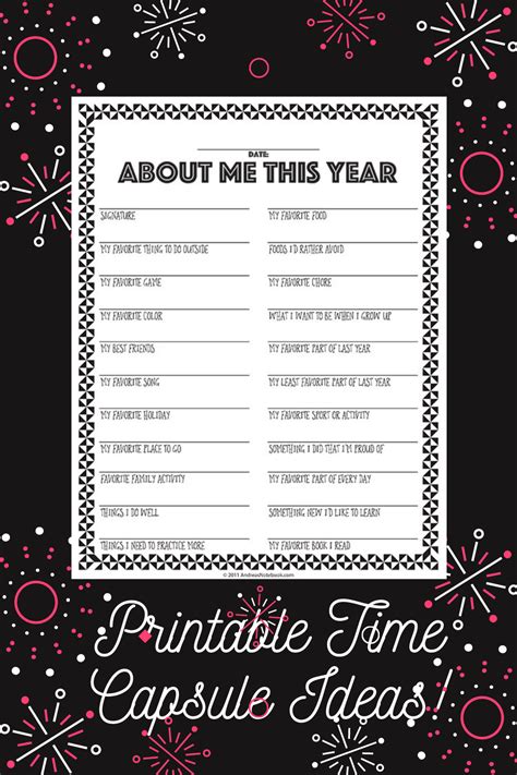 Printable Time Capsule Ideas