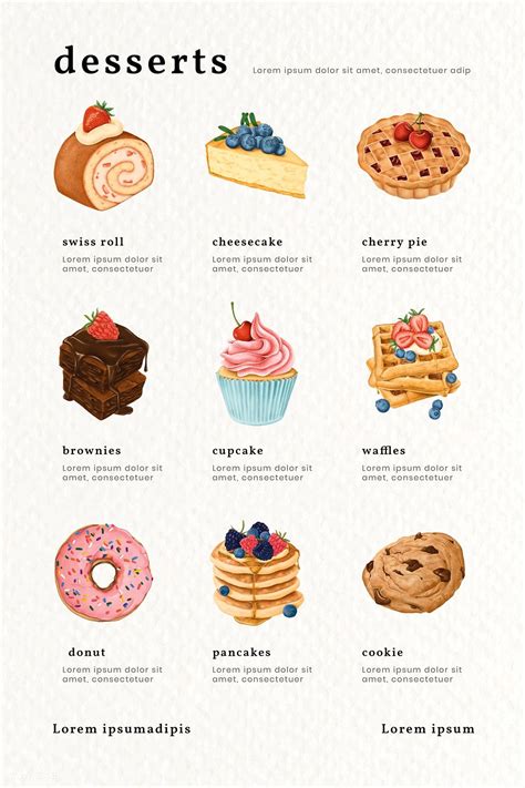 Hand drawn bakery menu chart Pinterest template vector | free image by ...