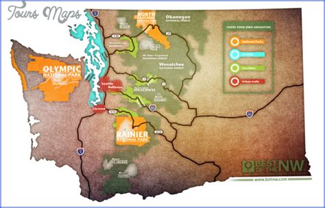 Washington Hiking Trails Map - ToursMaps.com