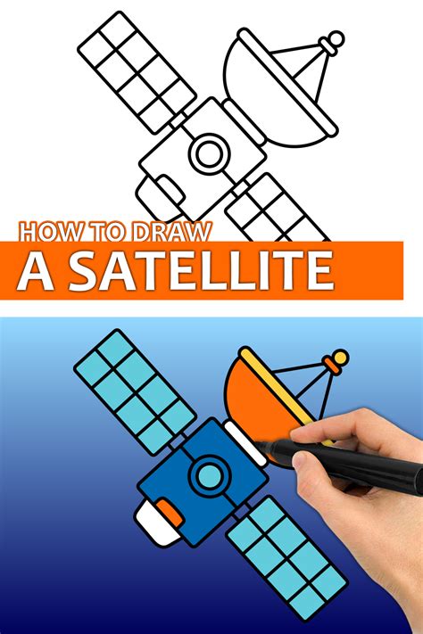 a hand holding a pen and pointing at a satellite drawing with the title ...