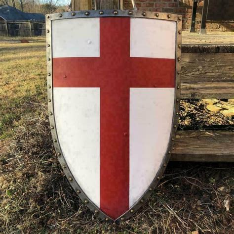 Red Cross Shield Medieval Knight Shield Battle Armor Replica | Etsy