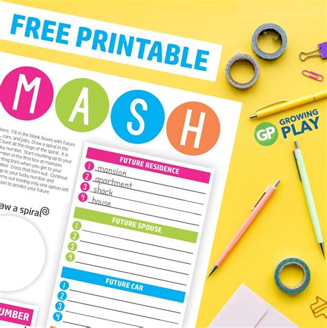 MASH Game - 20 Fun Games to Predict Your Future - Growing Play