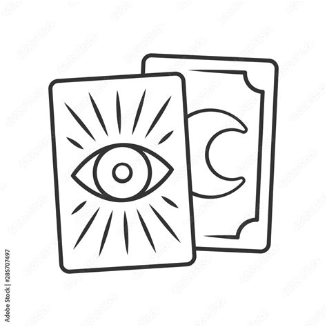 Tarot cards linear icon. Thin line illustration. Tarocchi, tarock ...