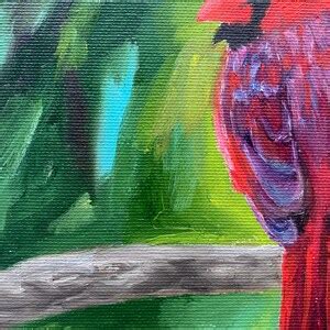 Red Cardinal Bird Oil Painting on Canvas. Bird Art. Original Oil ...