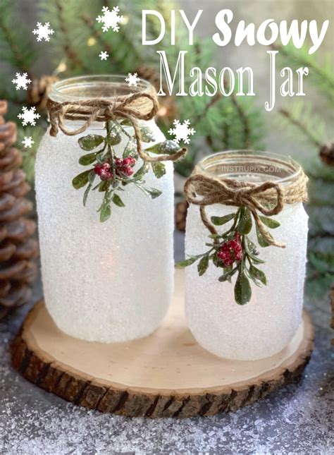 DIY Snowy Mason Jar Luminaries - Very Best of Christmas