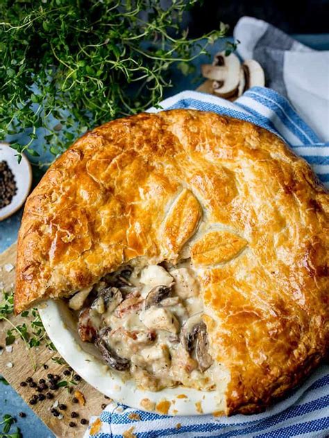 My chicken and mushroom pie is proper comfort food. Encased in buttery puff pastry, and made ...