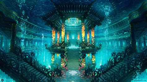 dragon palace // palace of four seasons // lost star odyssey | Fantasy concept art, Fantasy art ...