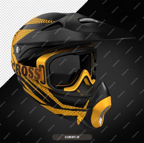 Premium PSD | Yellow motorcycle helmet with goggles