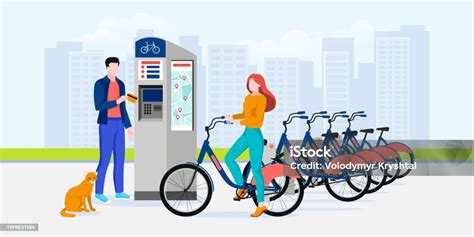 Public City Bicycle Sharing Business Vector Flat Illustration Modern ...