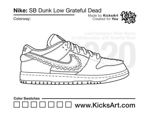 Nike SB Dunk Low Sneaker Coloring Pages - Created by KicksArt | Nike ...