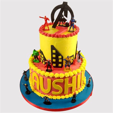 Online Avengers Logo Themed Marble Cake Gift Delivery in UAE - FNP