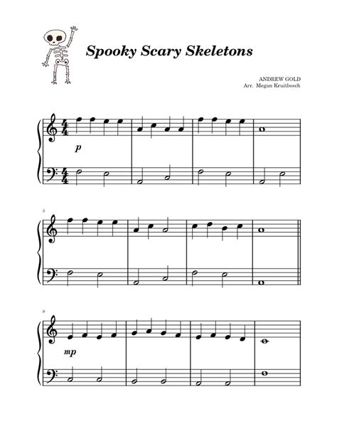 Spooky Scary Skeletons | Beginner Piano Sheet music for Piano (Solo) Easy | Musescore.com