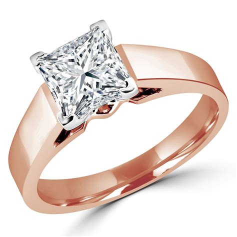 Princess Cut Diamond Solitaire Cathedral-Set 4-Prong Engagement Ring in ...