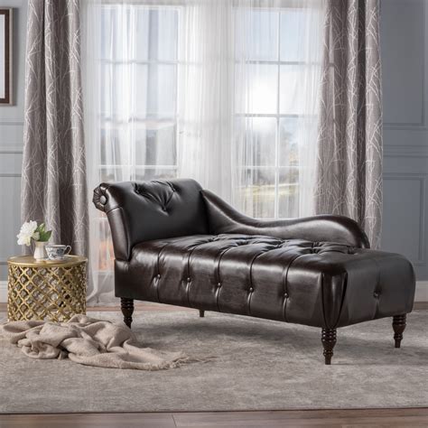 Noble House Mayor Traditional Leather Chaise Lounge, Brown - Walmart ...