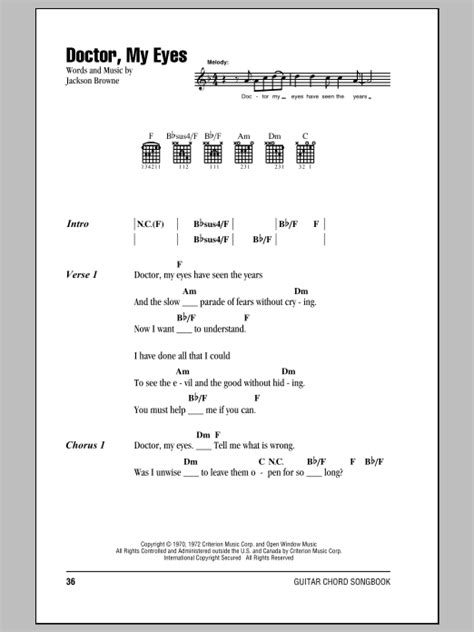 Doctor, My Eyes sheet music by Jackson Browne (Lyrics & Chords – 155226)