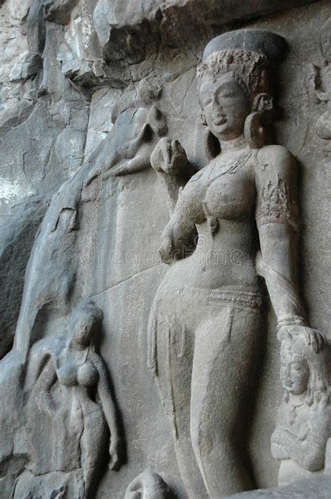 Ellora Caves sculptures. Ancient Buddhist stone sculptures and carvings ...