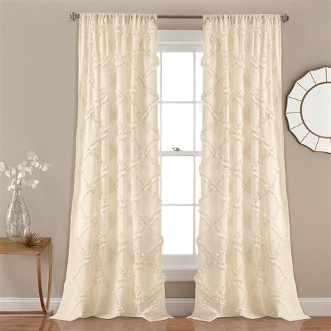 Lush Decor Ruffle Diamond Window Curtain Ivory Set 54x84 - Walmart.com ...