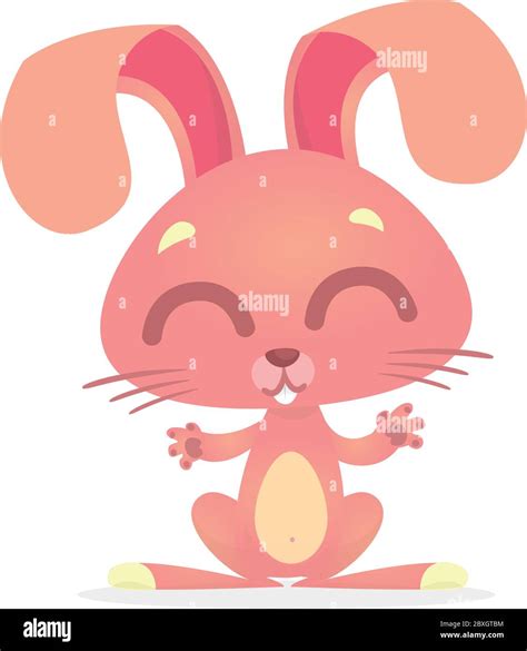 Cute cartoon pink rabbit. Farm animals. Vector illustration of a bunny. Easter character Stock ...