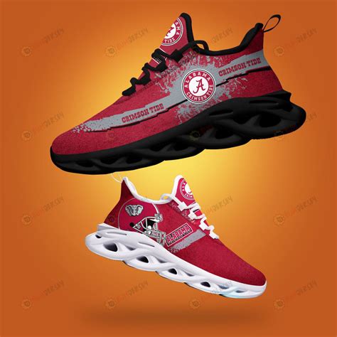 Alabama Crimson Tide Logo Helmet And Splatter Pattern 3D Max Soul Sneaker Shoes Clunky Shoes ...