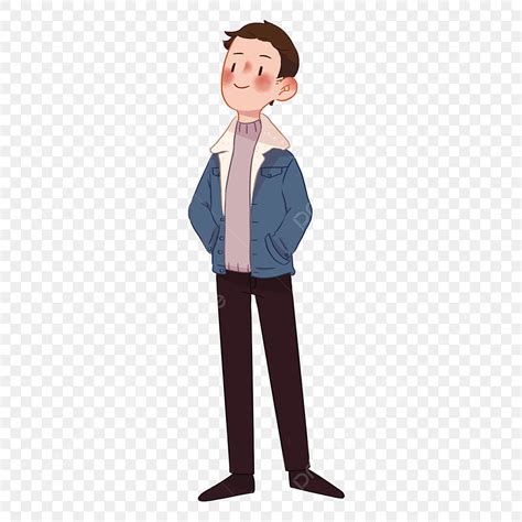 Tall Man Clipart Transparent PNG Hd, Tall Cartoon Hand Drawn Man Wearing Brown Green Jacket Tall ...