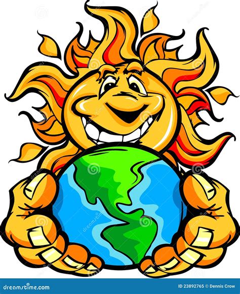 Solar Energy Happy Sun Cartoon Holding Earth Stock Vector - Illustration of smiling, suns: 23892765