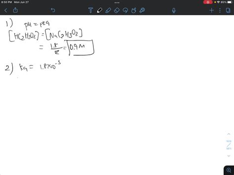 SOLVED: include all your work please to the questions 1. What is the pH of a buffer that is 0.20 ...