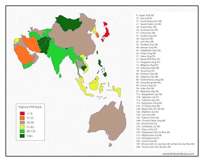 The Best Eleven: Asia All-Time FIFA Ranking Map